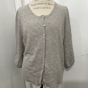 Sarah Spence Grey Cardigan Sweater Lamb Wool Angora Rabbit Hair Women Size XL
